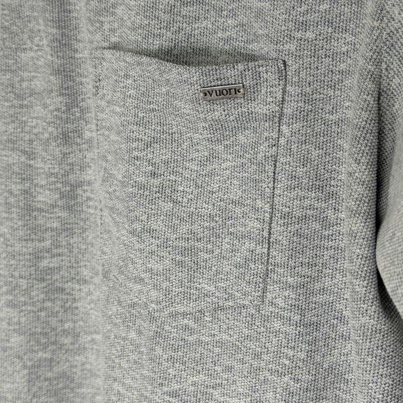 Vuori Ace Gray Heathered Knit Short Sleeve Pocket Polo Shirt - Picture 3 of 5